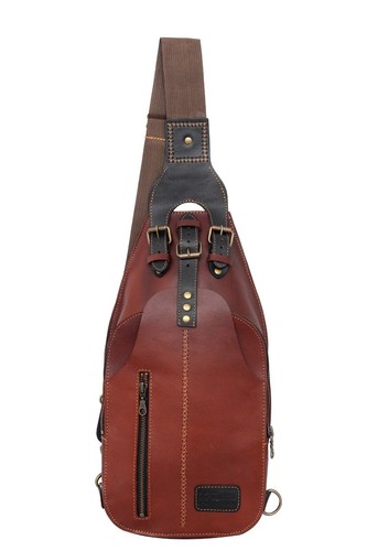 Men leather sling chest bag - men's,