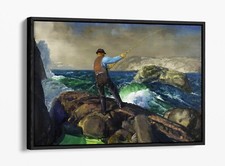 GEORGE WESLEY BELLOWS, THE FISHERMAN -FLOAT EFFECT FRAME CANVAS ART PRINT