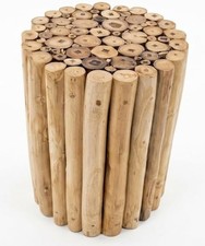 Rustic Teak Wood Log Side End