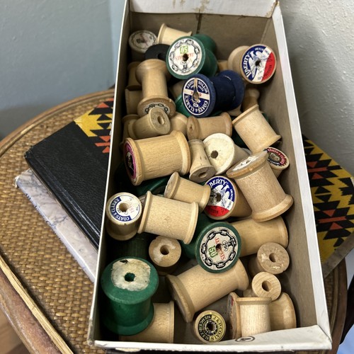 Vintage wood thread spools - vintage,