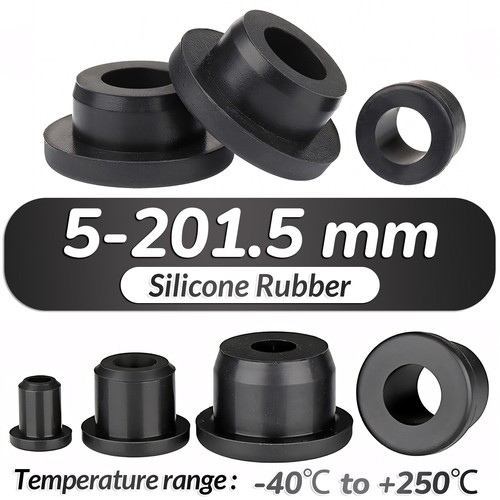 Black silicone rubber grommet - black,