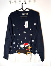 ESMARA – WOMEN'S CHRISTMAS JUMPER WITH LIGHTS – SIZE L – NAVY BLUE