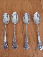 4 Antique Elkington Sold Silver Rifle Club Spoons Dates 1909 1910 1911 1912