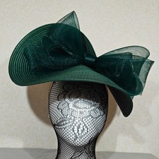 dark green straw fascinator