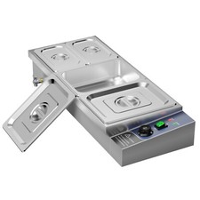 1500W Bain Marie Electric Food Warmer Stainless Steel Buffet 4 Pans Commercial 