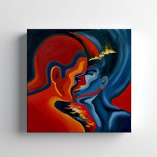 Kissing Couple Abstract Canvas