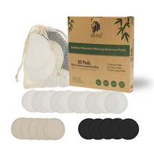 Reusable Bamboo Cotton Washable Make Up Remover Pads Waste Vegan Organic Black