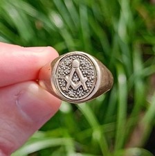9ct Gold Masonic Signet Spinner Ring