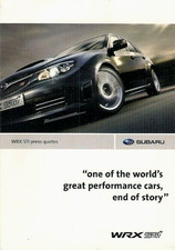 Subaru Impreza WRX STi Press Quotes 2008 UK Market Foldout Sales Brochure 