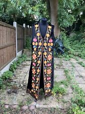Incredible Hippie Shake Black Velvet Floral Embroidered Maxi Gilet -sz 16-BNWOT