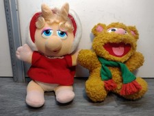 The Muppets BABY MISS PIGGY & BABY FOZZIE BEAR 7" Plush Soft Toy 1987  VINTAGE