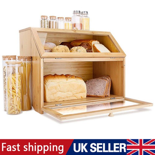 Tier bamboo bread bin double - bamboo,