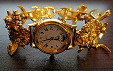 Vintage Rare Kirks Folly Charm Watch Moon Phase / Stars / Astrological Gold Tone