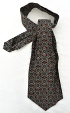 Vintage Cravat 70s Tootal Mens Brown Geometric Circles Dandy Mod Ascot