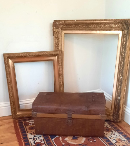 Vintage metal steamer trunk - metal,