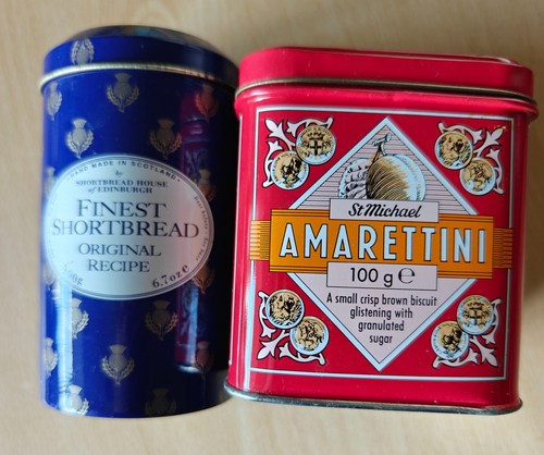Pair biscuit tins - a,