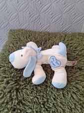 KEEL SIMPLY SOFT  COLLECTION MY FIRST 1ST PUPPY DOG COMFORTER BEIGE & BLUE HEART