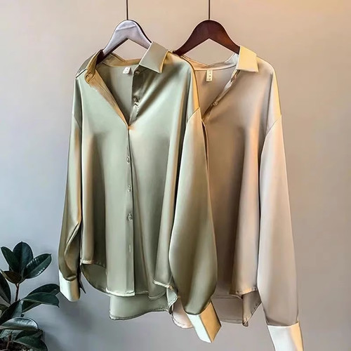 Vintage office lady satin long - satin,