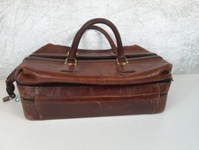 Mens Large Vintage Brown Leather Extendable Travel Bag