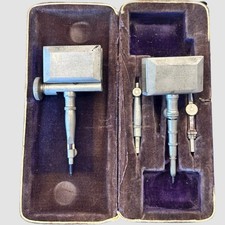 Antique Beam Compass Trammel Mechanical Drafting Tool Set In Velvet Case