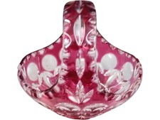 Vintage cranberry glass basket - cranberry,
