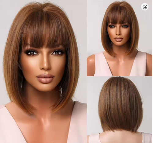 Short straight bob wig - wig, with