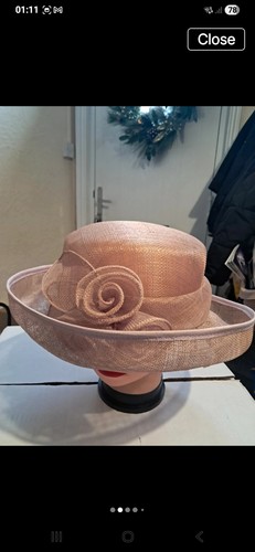 Pink straw wide brim dress - pink,