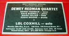 Dewey Redman Quartet/Lol Coxhill Gig Vintage ORIG 1978 Press/Mag ADVERT 3.5"x 2"