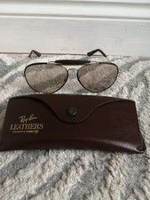 Vintage Ray-Ban B&L USA Aviator Sunglasses 58-14 Leather Wrap Brown Lens