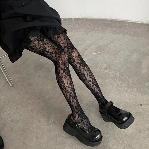 Women floral fishnet tights - floral,