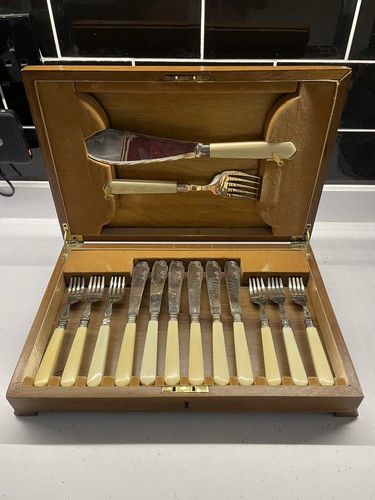 Antique cased epns fish - cased,