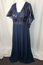 Navy Blue Lace Sequin Maxi