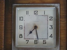 1920’s French art deco style, oak cased 30 hour mantle clock.