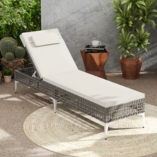 Rattan White Sun Lounger