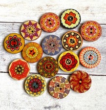 ROUND WOODEN BUTTON MANDALA