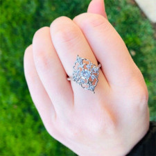 1.50Ct Round Cut Diamond Vintage Victorian Engagement 14K White Gold Finish Ring