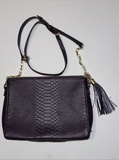 Gigi New York Python Embossed leather zip crossbody Clutch purse Açaí Purple