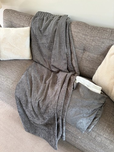 Dunelm grey chenille lined