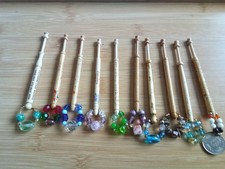 10 Wood Lace Making  Bobbins With Spangles # 18