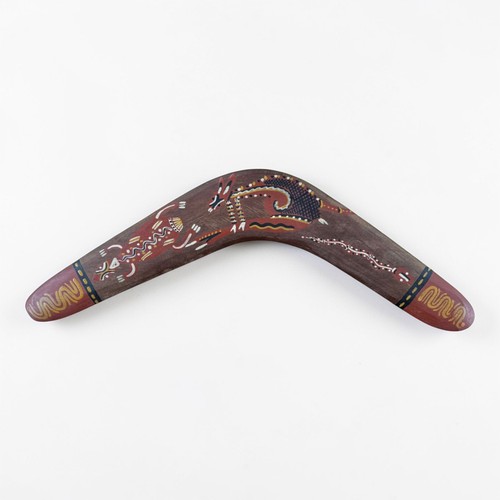 Hand painted wooden boomerang - painted,