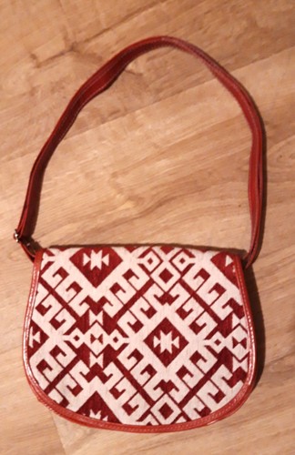 Red leather tunisian handbag - leather,