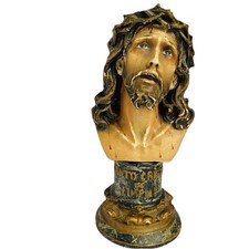 Vintage Santo De Limpias Jesus Christ Bust Resin Religious Statue 6.5” Thorns