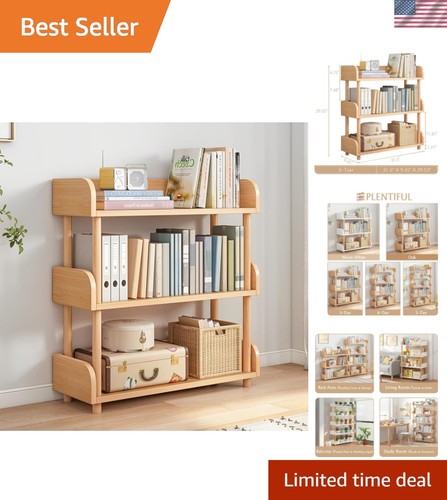 Tier wooden open bookcase - open,