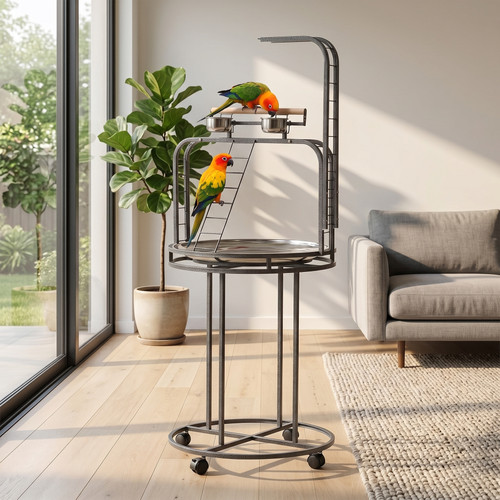 Large wood bird stand - large,