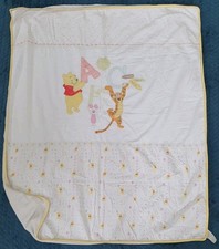 Mothercare Cot Blanket Coverlet Winnie the Pooh ABC fleece reverse Preloved