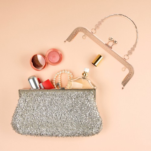 Decorative brown metal purse - metal,