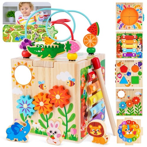 Wooden activity cube - activity,