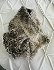 Stella And Dot Faux Fur grey/beige Reversible Scarf/Stole 