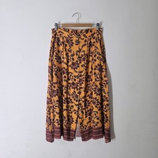 Farhi by Nicole Farhi Small UK 10 Orange Floral Viscose Button Skirt