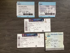 European Football Newcastle United Used Ticket Stubs x 5